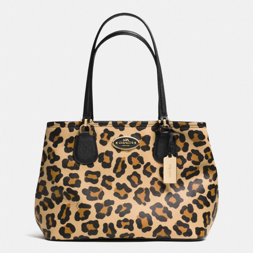 KITT CARRYALL IN OCELOT PRINT CROSSGRAIN LEATHER - COACH f34504 - LIGHT GOLD/TAN