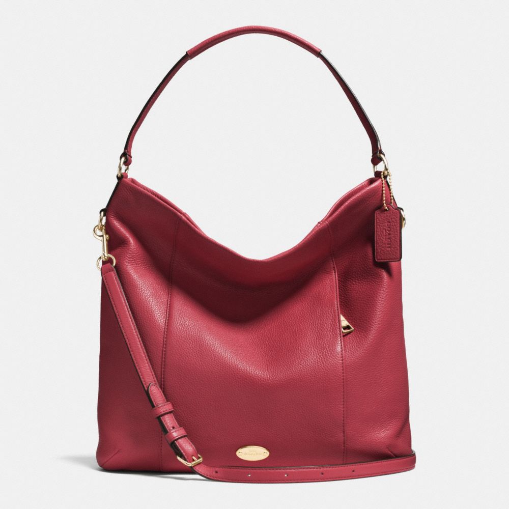 SHOULDER BAG IN PEBBLE LEATHER - COACH F34511 - IMITATION GOLD/CRANBERRY