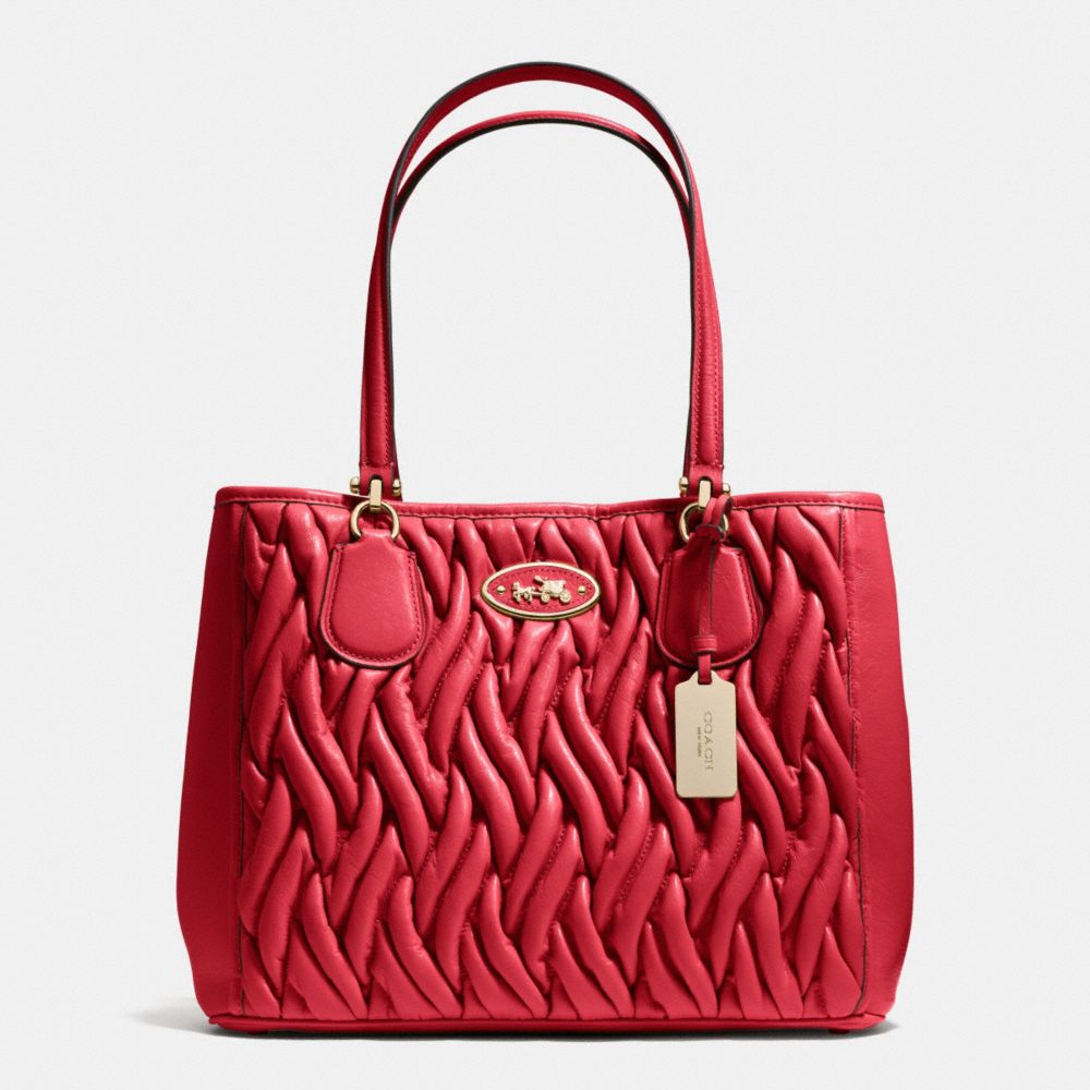 COACH KITT CARRYALL IN GATHERED LEATHER - LIGHT GOLD/RED - F34564