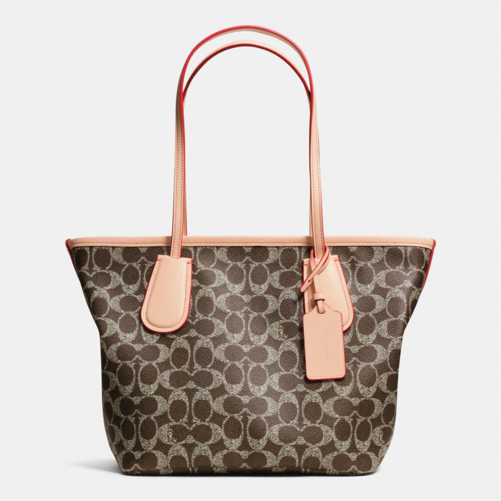 COACH TAXI ZIP TOTE 24 IN SIGNATURE CANVAS - COACH f34594 -  LIGHT GOLD/SADDLE/APRICOT