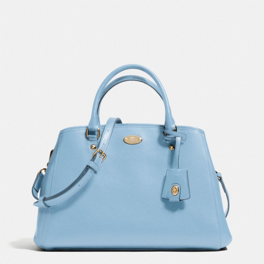 COACH SMALL MARGOT CARRYALL IN CROSSGRAIN LEATHER - LIGHT GOLD/PALE BLUE - F34607