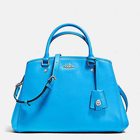 COACH SMALL MARGOT CARRYALL IN LEATHER - SILVER/AZURE - f34607