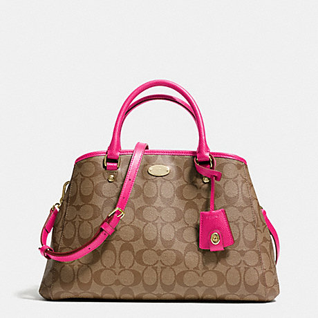 COACH SMALL MARGOT CARRYALL IN SIGNATURE CANVAS -  LIGHT GOLD/KHAKI/PINK RUBY - f34608