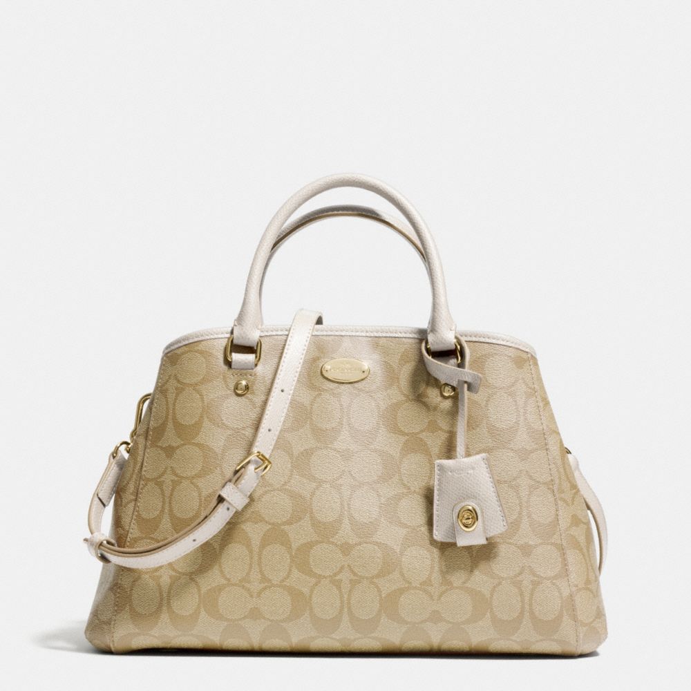 COACH SMALL MARGOT CARRYALL IN SIGNATURE COATED CANVAS - LIGHT GOLD/LIGHT KHAKI/CHALK - F34608