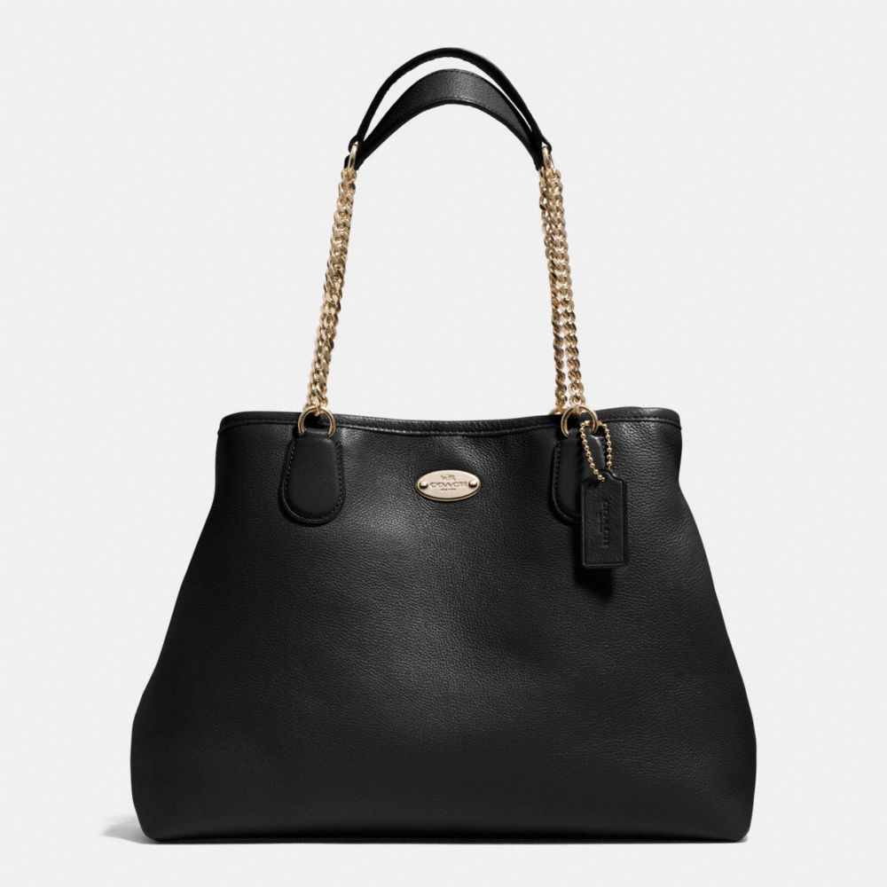 Chain Shoulder Bag In Pebble Leather Coach F34619 LIGHT GOLD/BLACK - HANDHANDBAG.COM