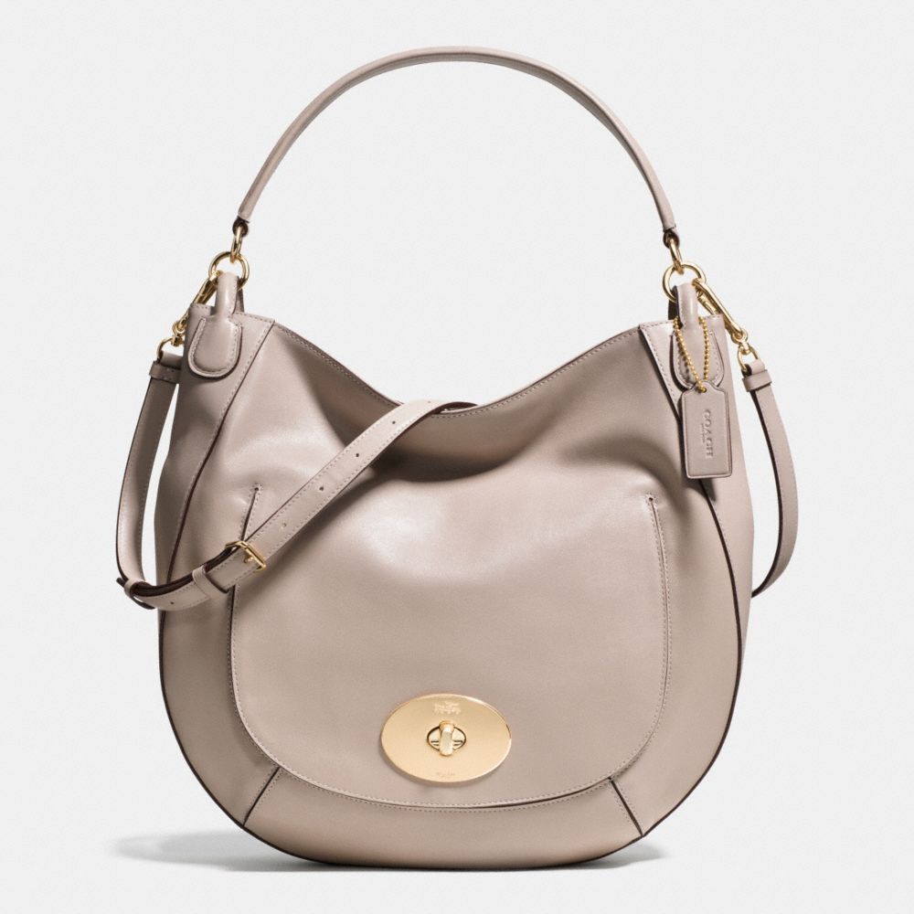 COACH CIRCLE HOBO IN SMOOTH CALF LEATHER - LIGHT GOLD/GREY BIRCH - F34656