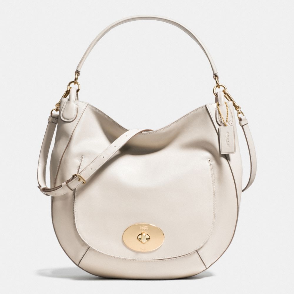 CIRCLE HOBO IN SMOOTH CALF LEATHER - COACH f34656 - LIGHT GOLD/CHALK
