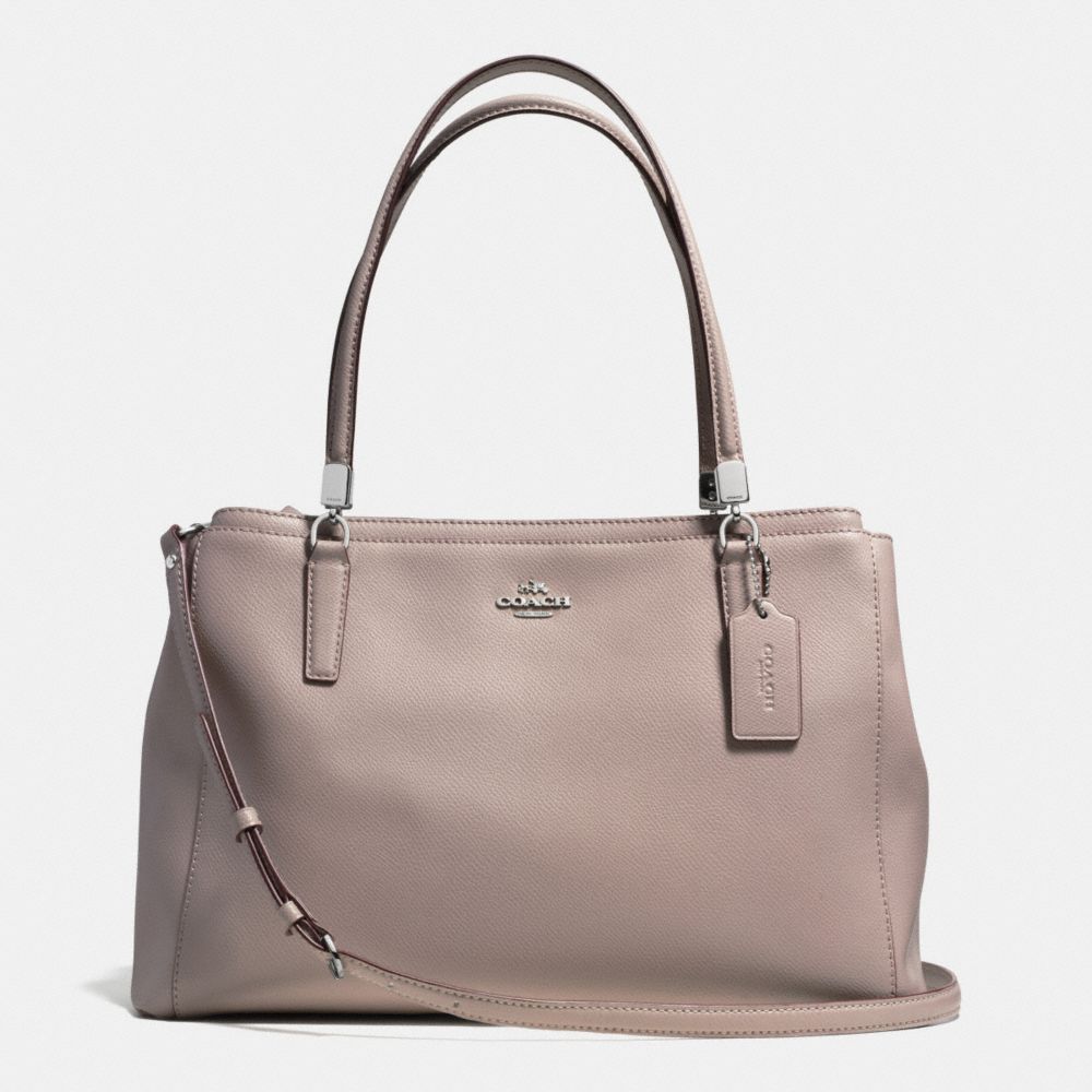 CHRISTIE CARRYALL IN LEATHER - COACH f34672 - SILVER/GREY BIRCH