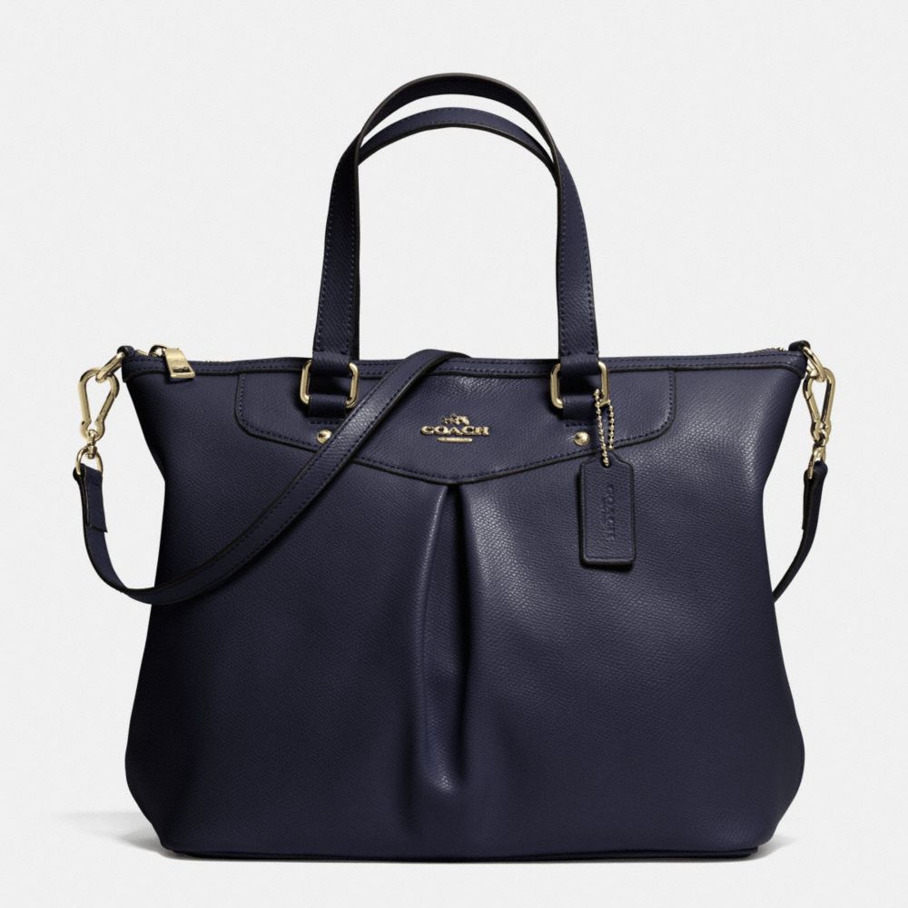 COACH PLEAT TOTE IN CROSSGRAIN LEATHER - LIGHT GOLD/MIDNIGHT - F34680