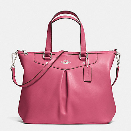 COACH PLEAT TOTE IN CROSSGRAIN LEATHER -  SILVER/SUNSET RED - f34680