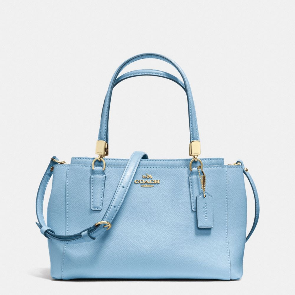 COACH F34797 - MINI CHRISTIE CROSSBODY IN CROSSGRAIN LEATHER - LIGHT GOLD/PALE BLUE - $163 ...