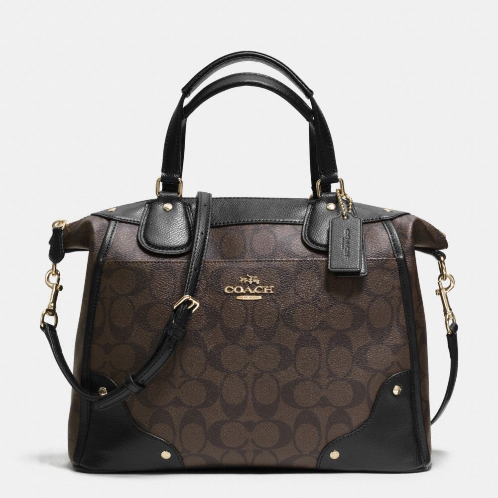 MICKIE SATCHEL IN SIGNATURE COATED CANVAS - COACH f34800 - LIGHT GOLD/BROWN/BLACK