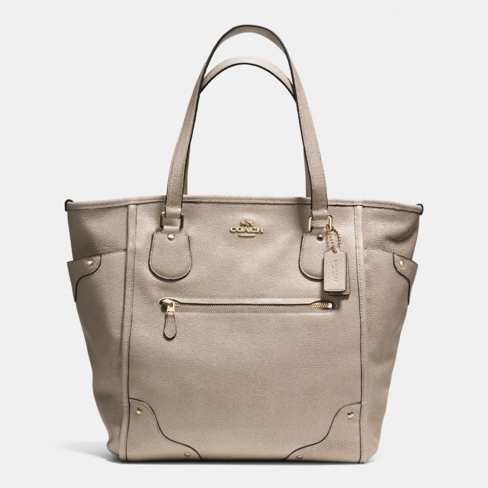 MICKIE TOTE IN CAVIAR GRAIN LEATHER - COACH f34801 -  LIGHT GOLD/GOLD