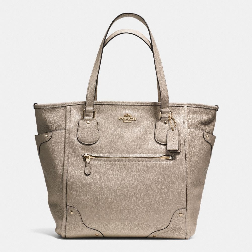 COACH MICKIE TOTE IN CAVIAR GRAIN LEATHER - LIGHT GOLD/GOLD - F34801