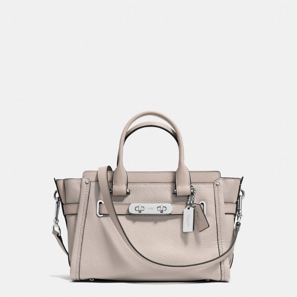 COACH SWAGGER  27 IN PEBBLE LEATHER - COACH f34816 - SILVER/GREY  BIRCH