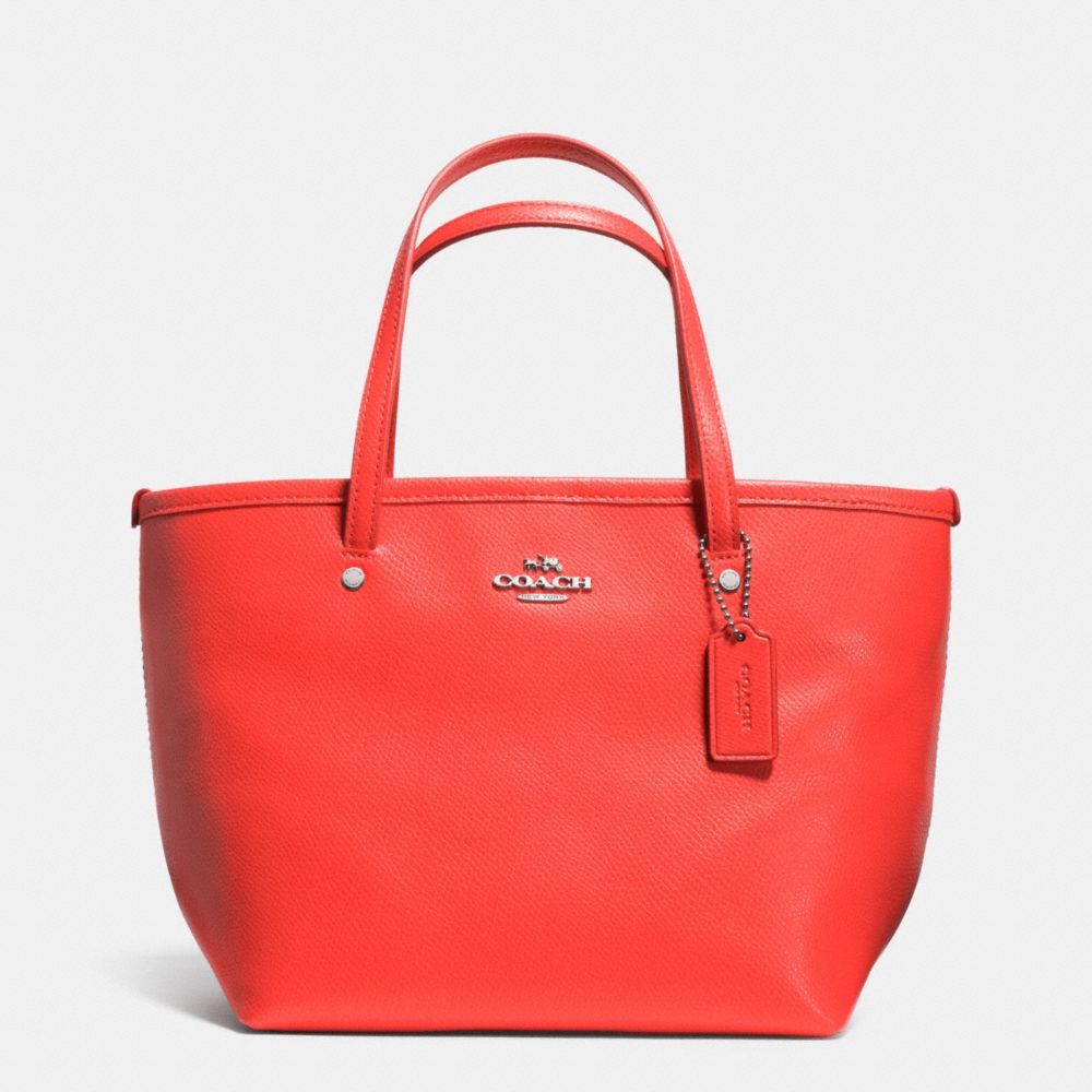 COACH CROSSGRAIN MINI STREET TOTE - SILVER/CORAL - F34871