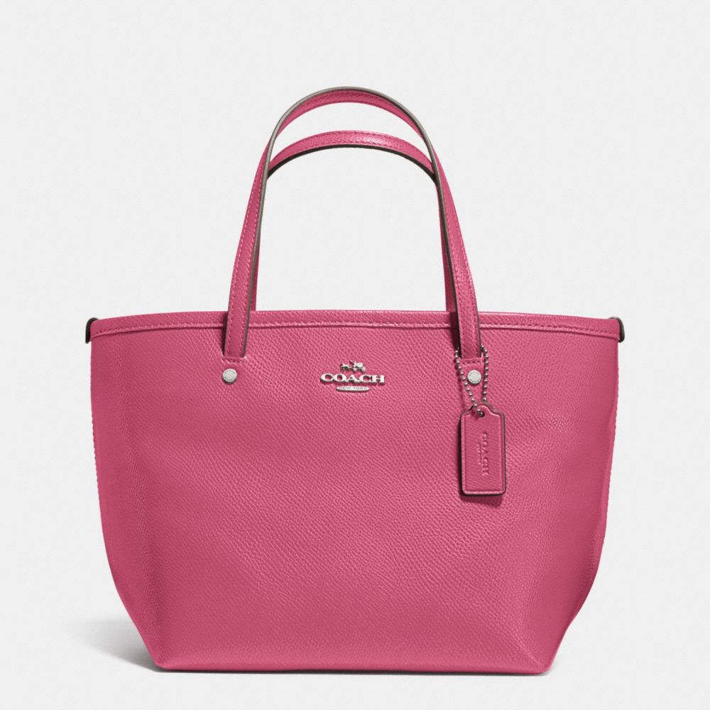 COACH CROSSGRAIN MINI STREET TOTE - SILVER/SUNSET RED - F34871