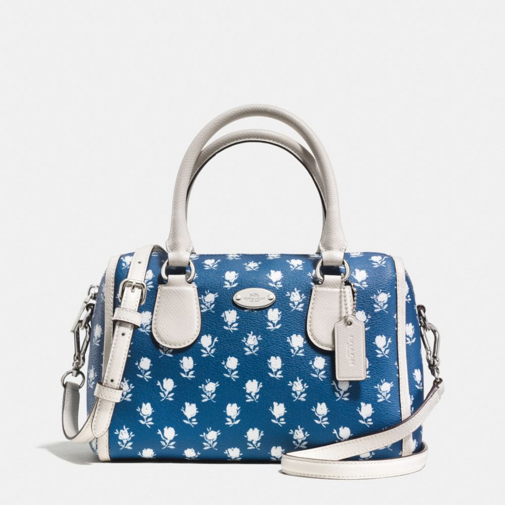 BADLANDS FLORAL MINI BENNETT SATCHEL IN FLORAL PEBBLE EMBOSSED CANVAS - COACH f34898 -  SILVER/BLUE MULTICOLOR