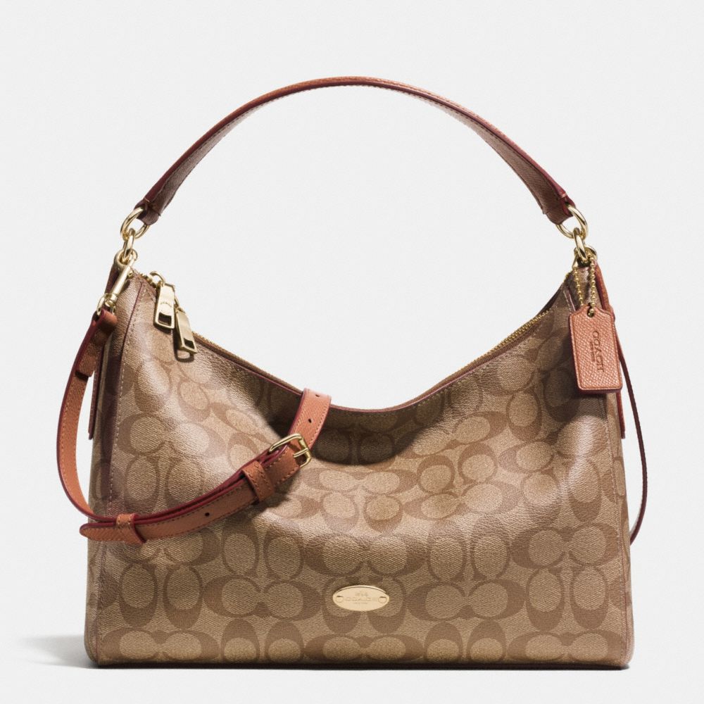 COACH EAST/WEST CELESTE CONVERTIBLE HOBO IN SIGNATURE - LIGHT GOLD/KHAKI/SADDLE - F34899