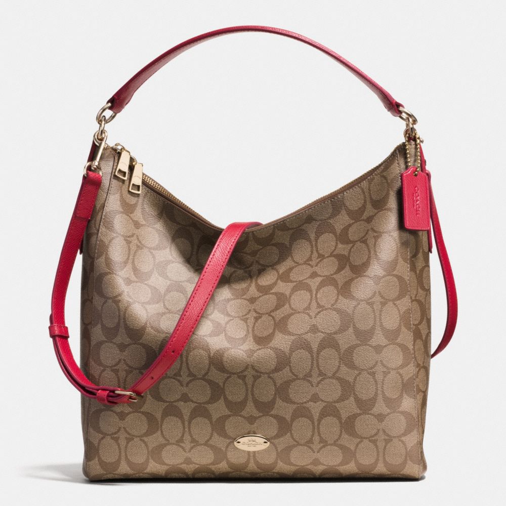 CELESTE CONVERTIBLE HOBO IN SIGNATURE CANVAS - COACH F34910 -  LIGHT GOLD/KHAKI/RED