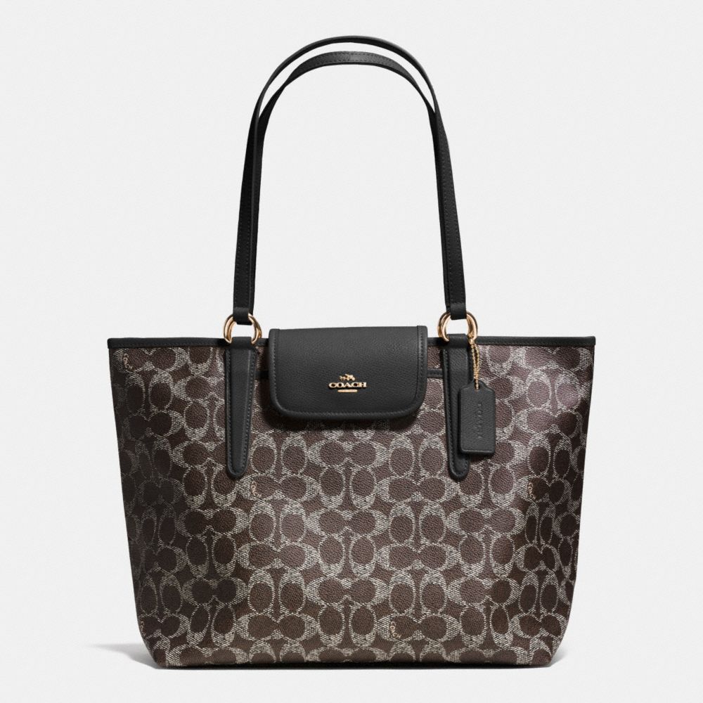 COACH WARD TOTE IN SIGNATURE - LIGHT GOLD/SADDLE/BLACK - F35074