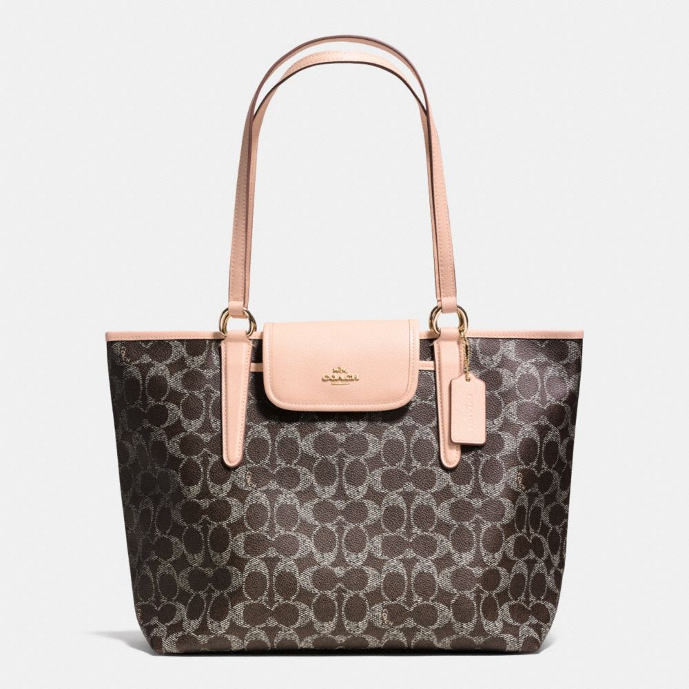 COACH WARD TOTE IN SIGNATURE - LIGHT GOLD/SADDLE/APRICOT - F35074