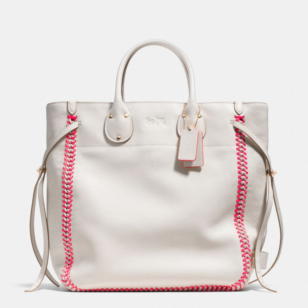 TATUM TALL TOTE IN POP LACING WHIPLASH LEATHER - COACH f35156 - LIE1K