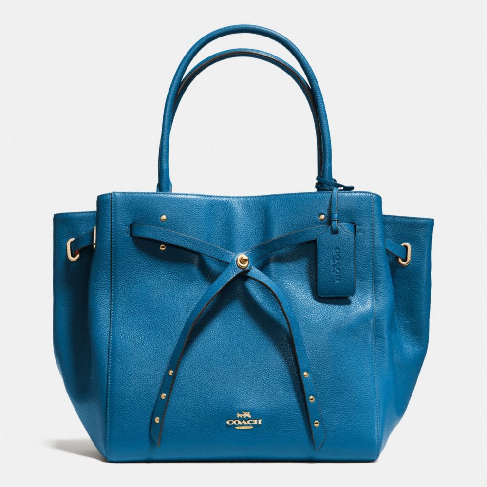TURNLOCK TIE TOTE IN REFINED PEBBLE LEATHER - COACH f35160 - LIABV