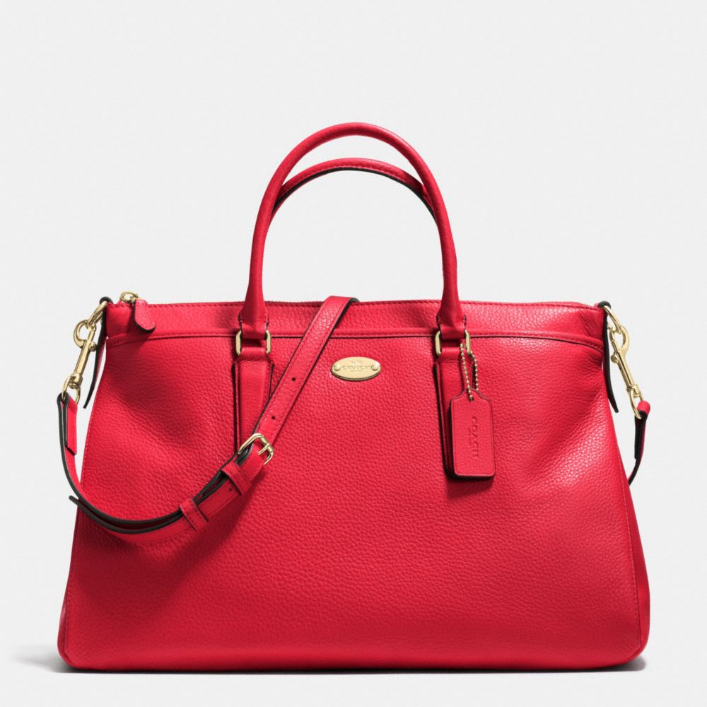 MORGAN SATCHEL IN PEBBLE LEATHER - COACH f35185 - IMITATION GOLD/CLASSIC RED