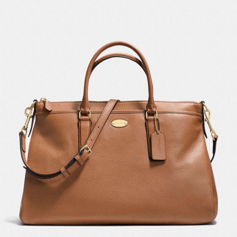 MORGAN SATCHEL IN PEBBLE LEATHER - COACH f35185 - LIGHT GOLD/SADDLE F34493