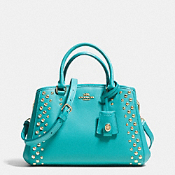 MINI MARGOT CARRYALL IN STUDDED CROSSGRAIN LEATHER - COACH f35217 - LIGHT GOLD/CADET BLUE
