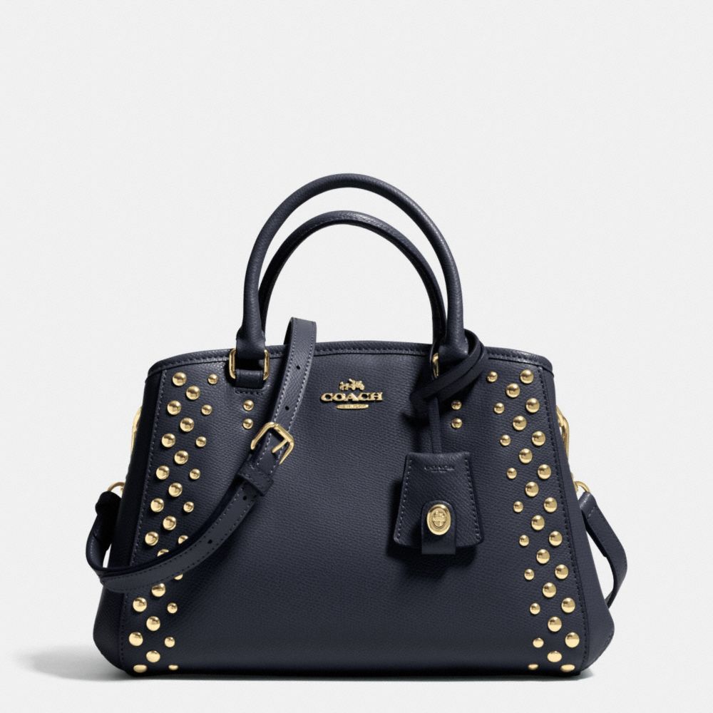 COACH MINI MARGOT CARRYALL IN STUDDED CROSSGRAIN LEATHER - LIGHT GOLD/MIDNIGHT - F35217
