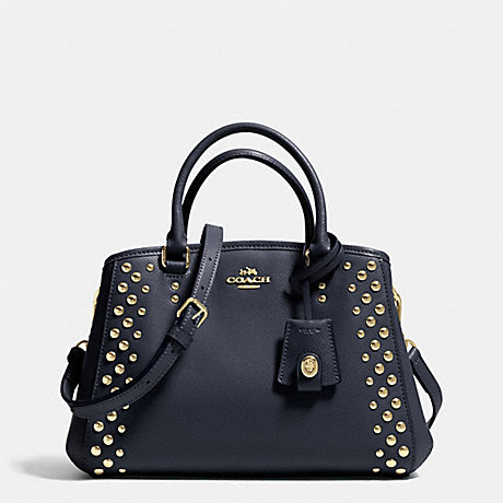 COACH MINI MARGOT CARRYALL IN STUDDED CROSSGRAIN LEATHER -  LIGHT GOLD/MIDNIGHT - f35217