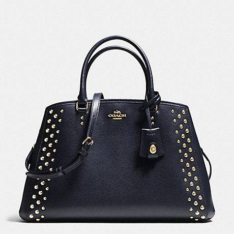 COACH MARGOT CARRYALL IN STUDDED CROSSGRAIN LEATHER -  LIGHT GOLD/MIDNIGHT - f35274