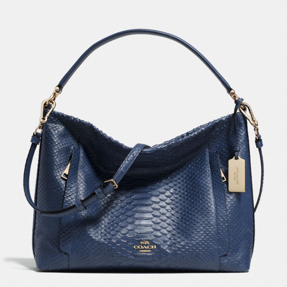 SCOUT HOBO IN PYTHON EMBOSSED LEATHER - COACH f35326 - LIGHT GOLD/DENIM