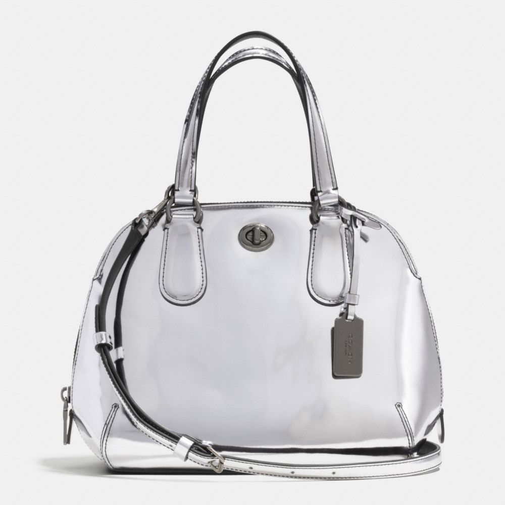 COACH PRINCE STREET MINI SATCHEL IN MIRROR METALLIC LEATHER - ANTIQUE NICKEL/SILVER - F35332