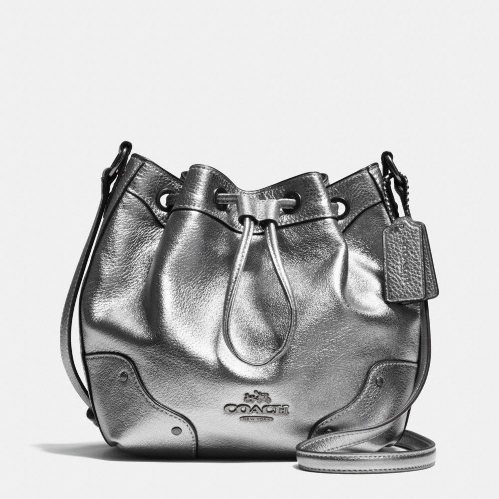 BABY MICKIE DRAWSTRING SHOULDER BAG IN GRAIN LEATHER - COACH f35363 - ANTIQUE NICKEL/SILVER