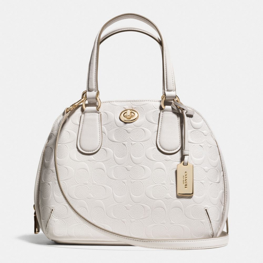 PRINCE STREET MINI SATCHEL IN SIGNATURE EMBOSSED LEATHER - COACH f35452 -  LIGHT GOLD/CHALK