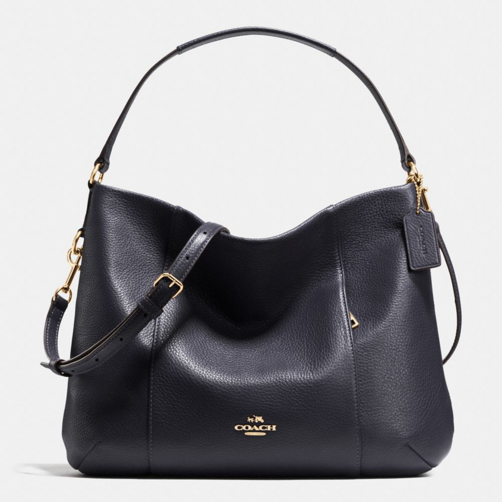 EAST/WEST ISABELLE SHOULDER BAG IN PEBBLE LEATHER - COACH f35809 - IMITATION GOLD/MIDNIGHT