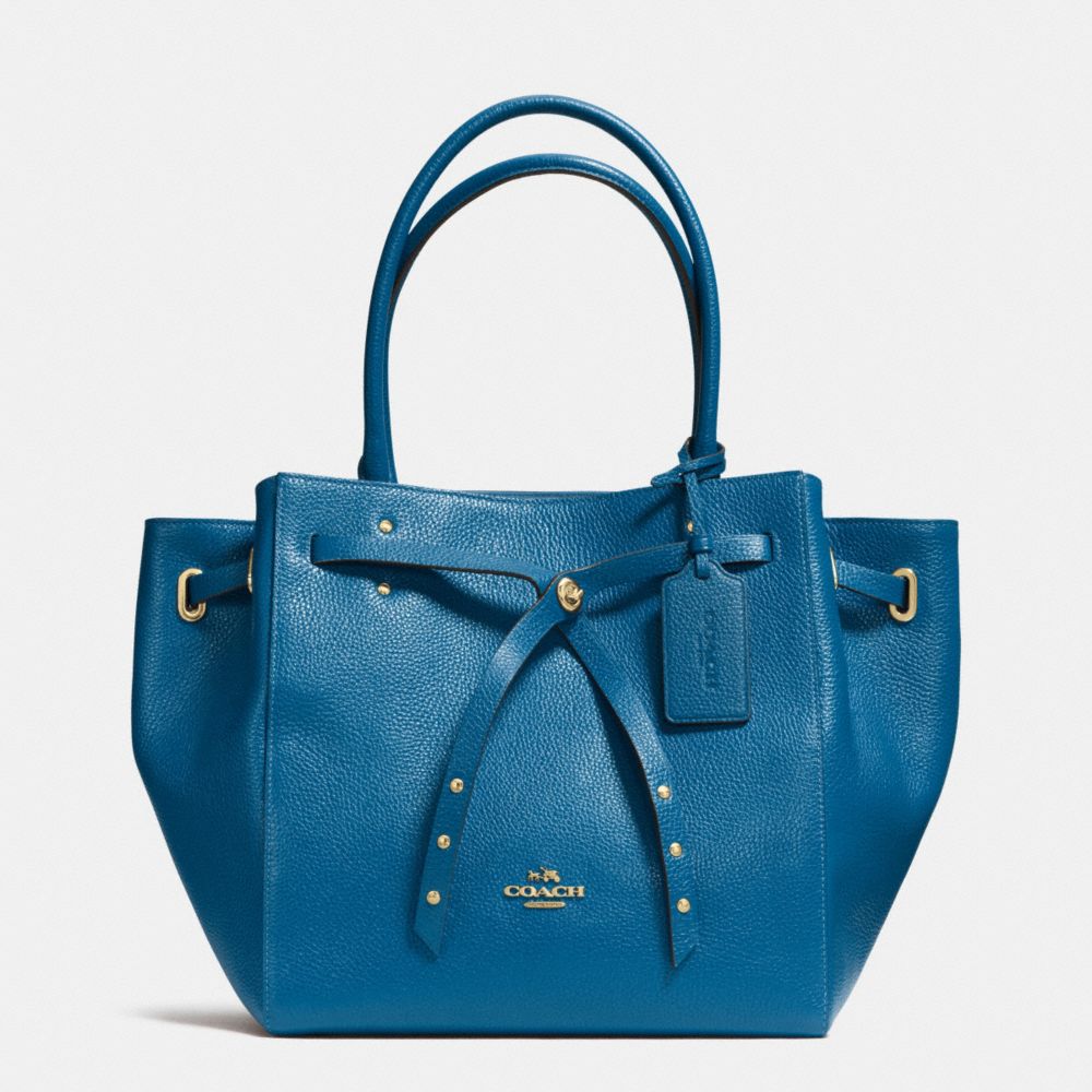 TURNLOCK TIE SMALL TOTE IN REFINED PEBBLE LEATHER - COACH f35838 - LIABV