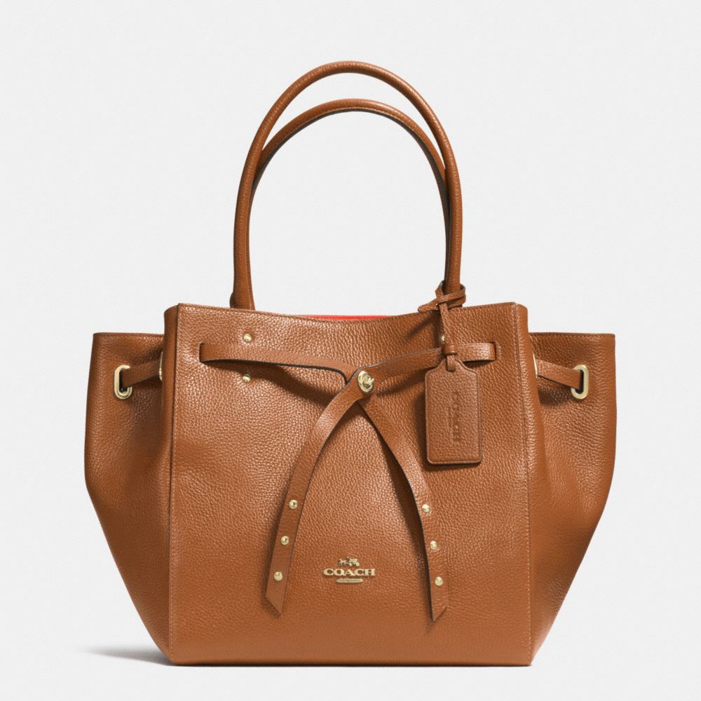TURNLOCK TIE SMALL TOTE IN REFINED PEBBLE LEATHER - COACH f35838 - LIE1H