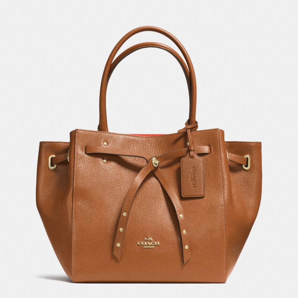 COACH TURNLOCK TIE SMALL TOTE IN REFINED PEBBLE LEATHER - LIE1H - F35838