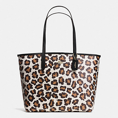 COACH CITY TOTE IN OCELOT PRINT COATED CANVAS - LIGHT GOLD/CHALK MULTI - f35874