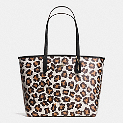 COACH CITY TOTE IN OCELOT PRINT COATED CANVAS - LIGHT GOLD/CHALK MULTI - F35874