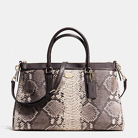 COACH MORGAN SATCHEL IN PYTHON EMBOSSED LEATHER - LIGHT GOLD/GREY MULTI - f35881