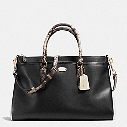 MORGAN SATCHEL IN EXOTIC TRIM LEATHER - COACH f35887 - LIGHT GOLD/BLACK/WHITE