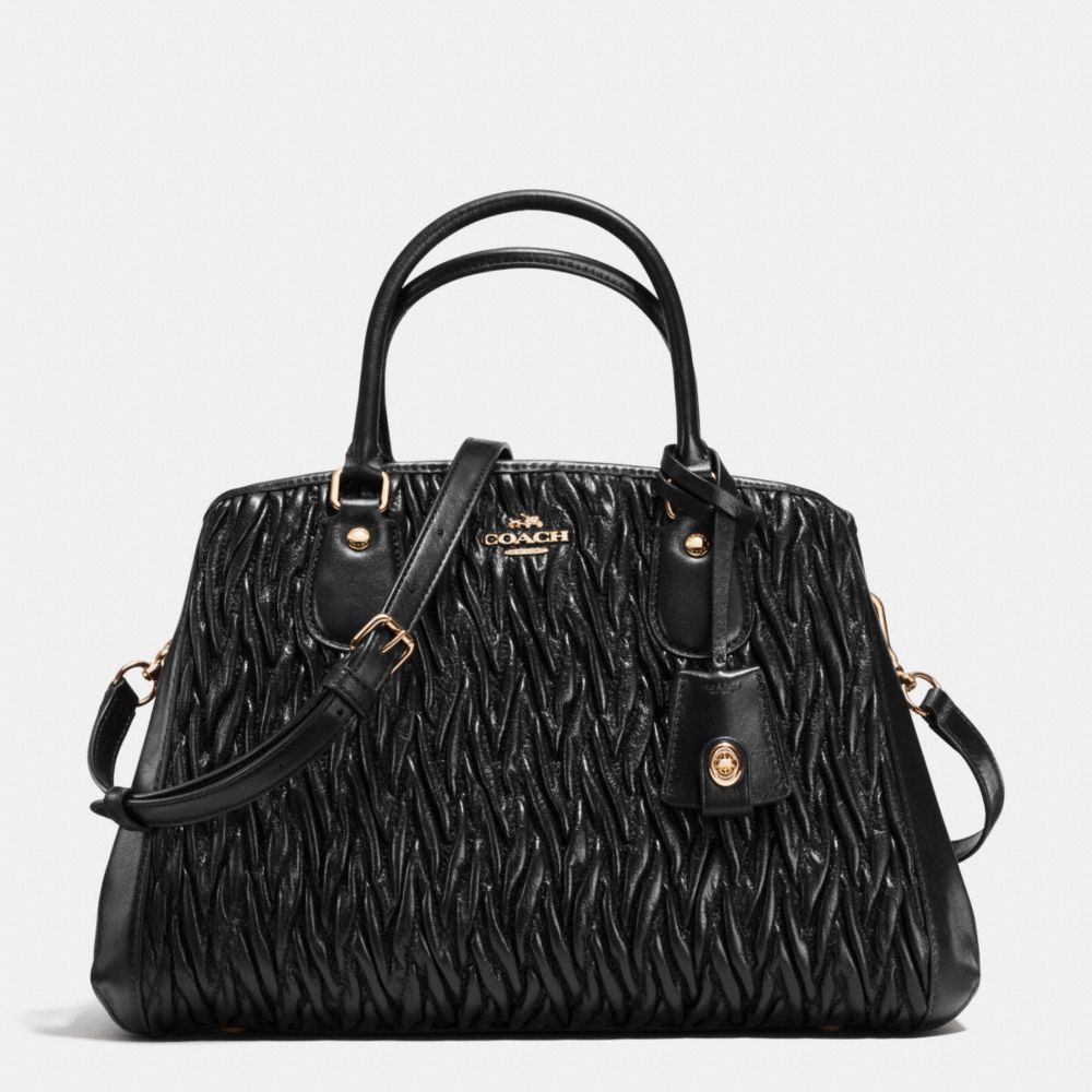 COACH SMALL MARGOT CARRYALL IN TWISTED GATHERED LEATHER - IMITATION GOLD/BLACK F37336 - F35910