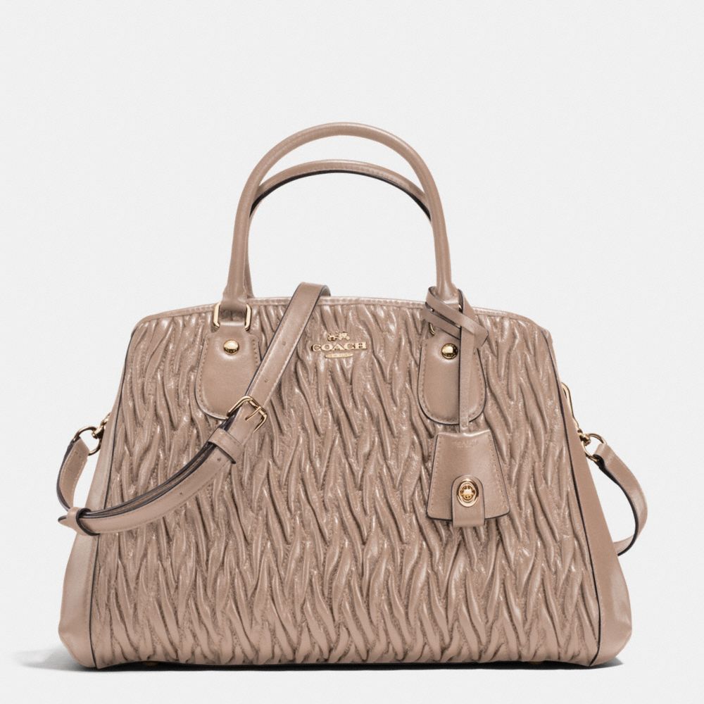 SMALL MARGOT CARRYALL IN TWISTED GATHERED LEATHER - COACH f35910 - LIGHT GOLD/STONE