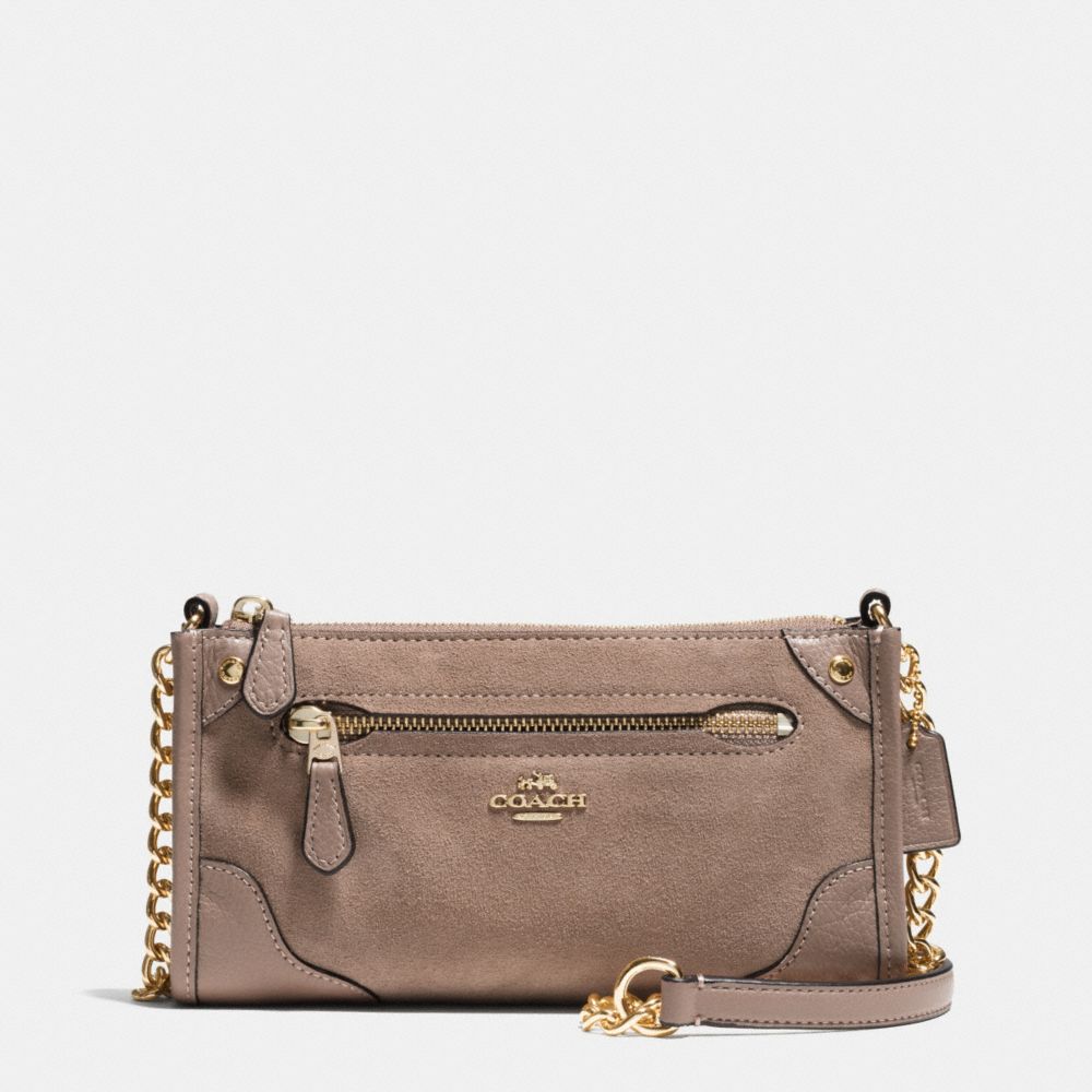 COACH MICKIE CROSSBODY IN SUEDE - LIGHT GOLD/STONE - F35927