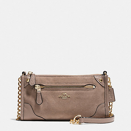 COACH MICKIE CROSSBODY IN SUEDE - LIGHT GOLD/STONE - f35927